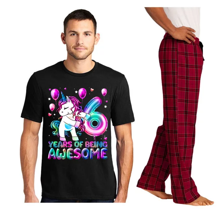 6 Years Of Being Awesome 6th Birthday Unicorn Party Pajama Set