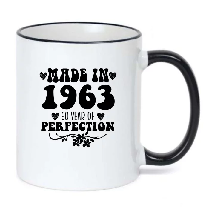 60 Year Old Made In 1963 Floral 60th Birthday Gifts Black Color Changing Mug