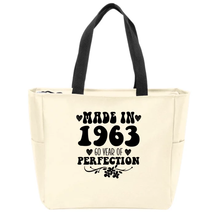 60 Year Old Made In 1963 Floral 60th Birthday Gifts Zip Tote Bag