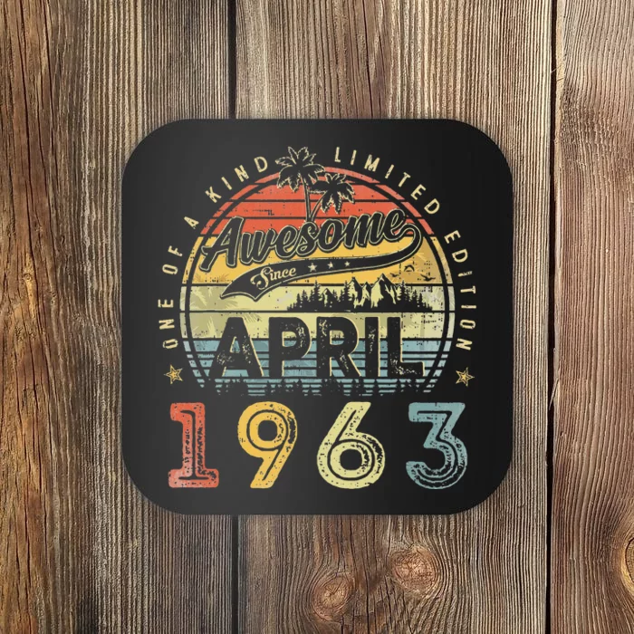 60 Year Old Awesome Since April 1963 60th Birthday Coaster