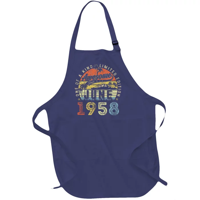 65 Year Old Awesome Since June 1958 65th Birthday (1) Full-Length Apron With Pocket