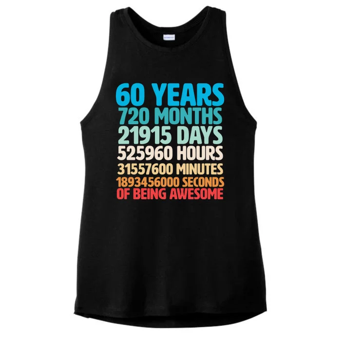 60 Years Of Being Awesome 60th Birthday Time Breakdown Ladies Tri-Blend Wicking Tank