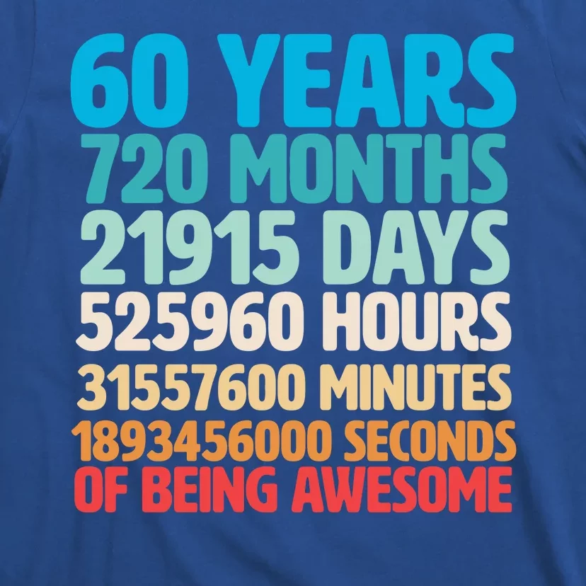 60 Years Of Being Awesome 60th Birthday Time Breakdown T-Shirt