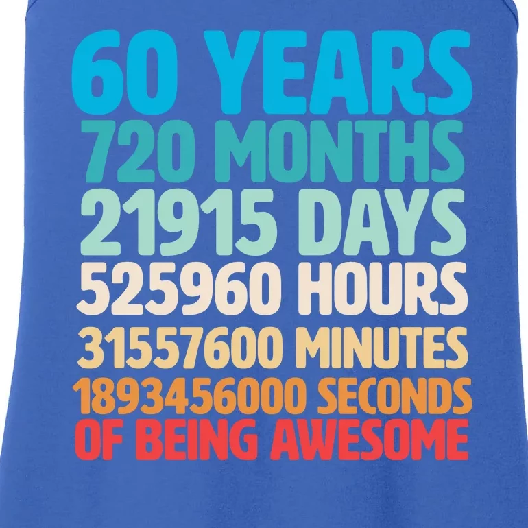 60 Years Of Being Awesome 60th Birthday Time Breakdown Ladies Essential Tank