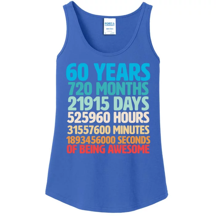 60 Years Of Being Awesome 60th Birthday Time Breakdown Ladies Essential Tank