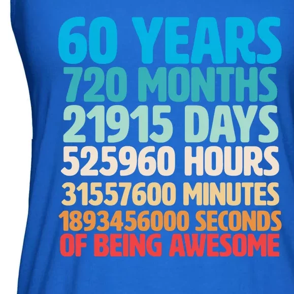 60 Years Of Being Awesome 60th Birthday Time Breakdown Ladies Essential Flowy Tank