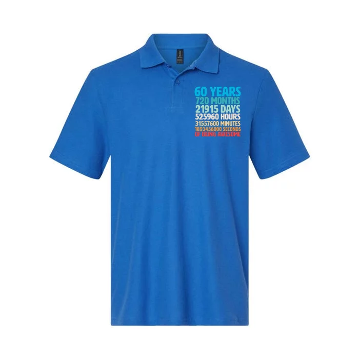 60 Years Of Being Awesome 60th Birthday Time Breakdown Softstyle Adult Sport Polo