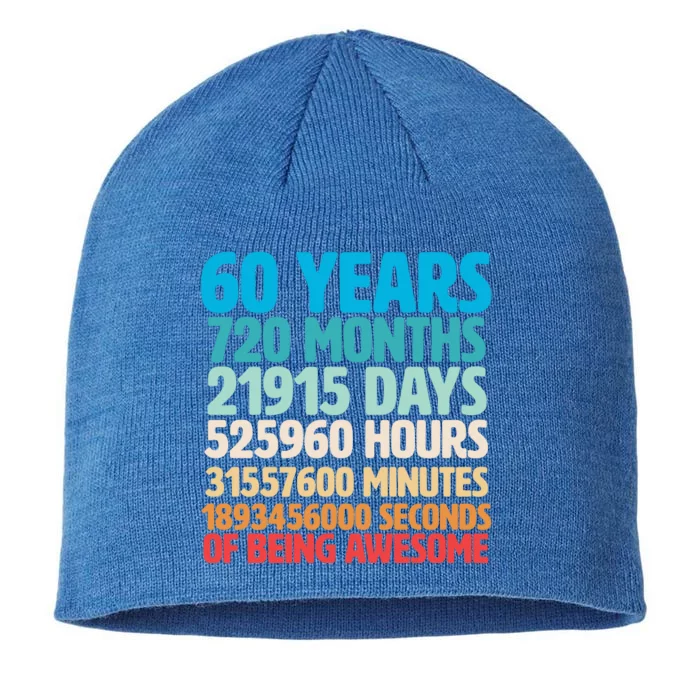 60 Years Of Being Awesome 60th Birthday Time Breakdown 8 1/2in Sustainable Knit Beanie