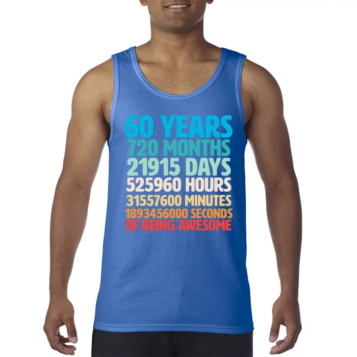 60 Years Of Being Awesome 60th Birthday Time Breakdown Tank Top