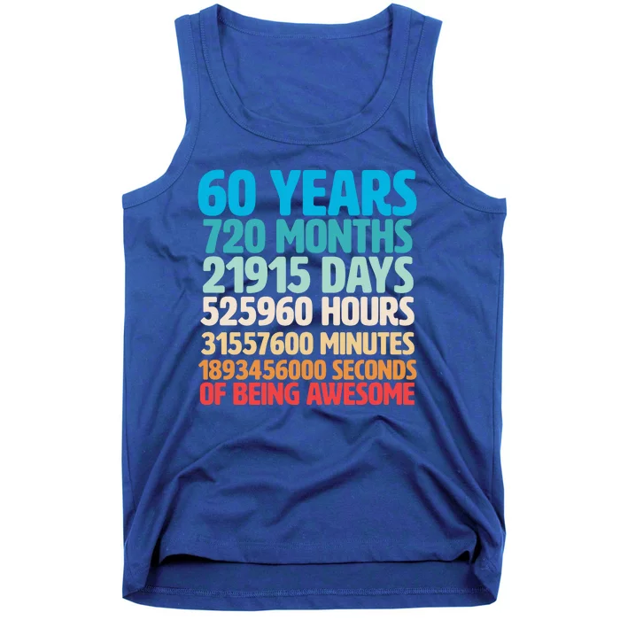 60 Years Of Being Awesome 60th Birthday Time Breakdown Tank Top