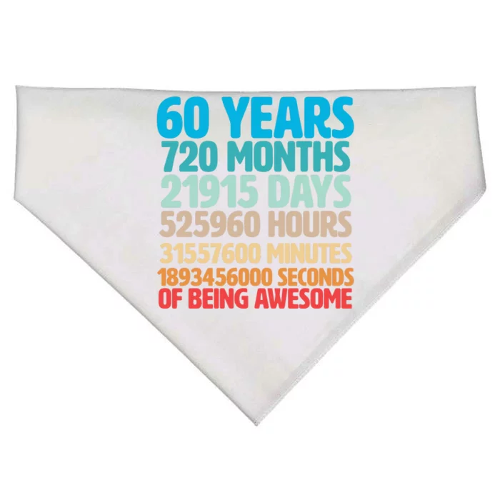 60 Years Of Being Awesome 60th Birthday Time Breakdown USA-Made Doggie Bandana