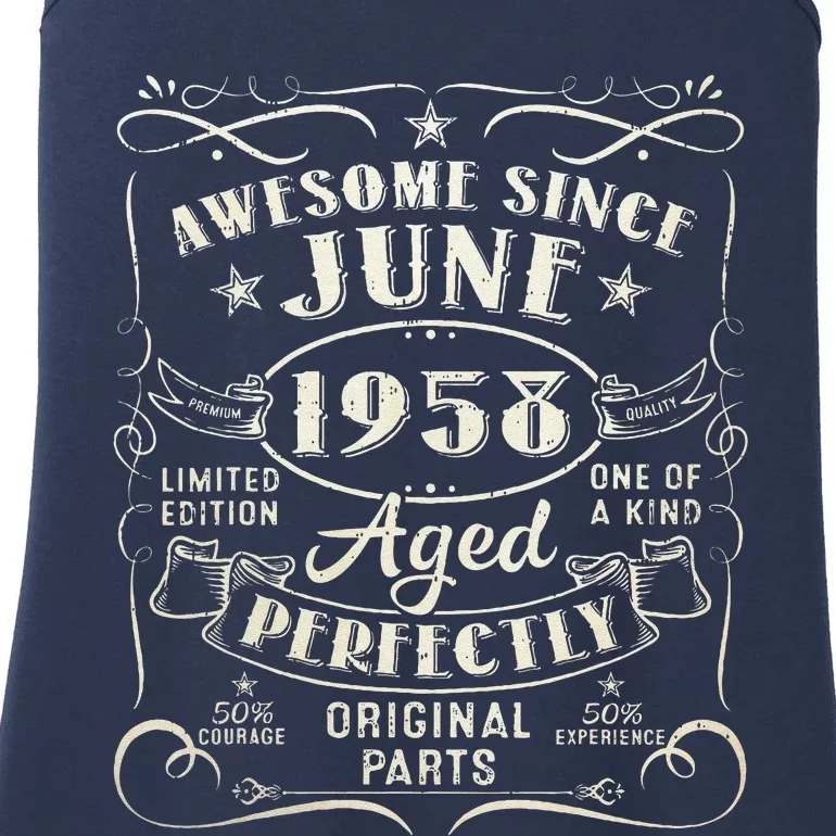 65 Year Old Awesome Since June 1958 65th Birthday Ladies Essential Tank