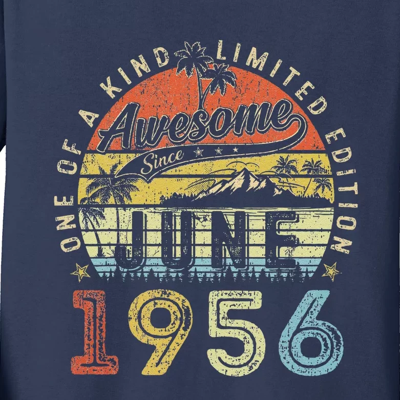 67 Year Old Awesome Since June 1956 67th Birthday Kids Long Sleeve Shirt