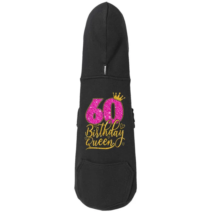 60 Year Old Gifts 60th Birthday Queen Diamond Crown Pink Doggie 3-End Fleece Hoodie