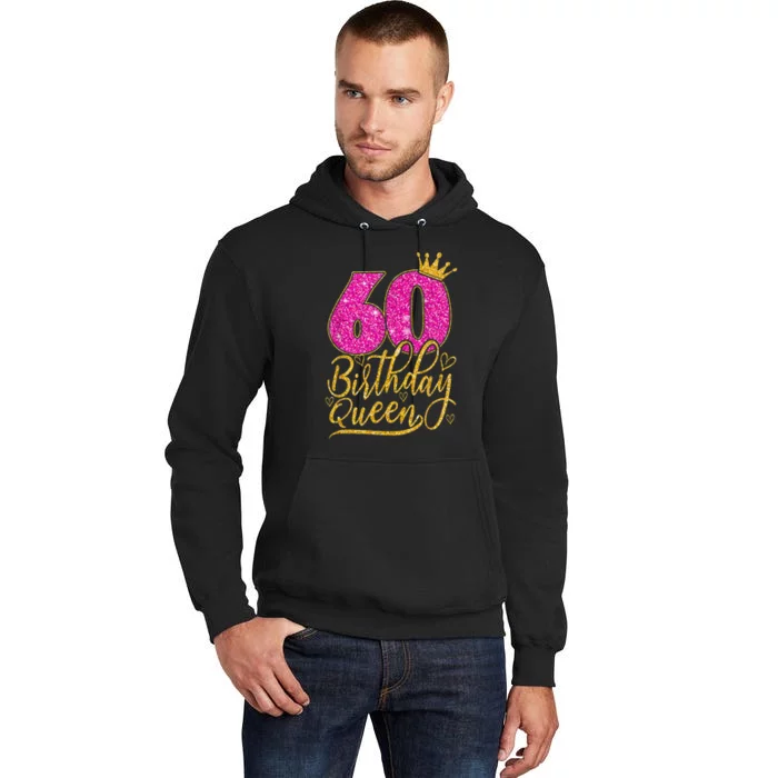 60 Year Old Gifts 60th Birthday Queen Diamond Crown Pink Tall Hoodie