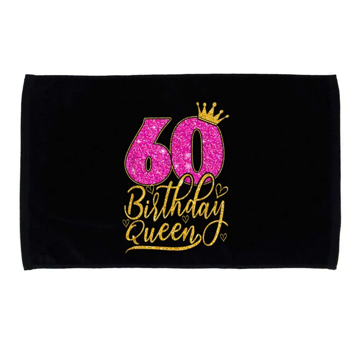 60 Year Old Gifts 60th Birthday Queen Diamond Crown Pink Microfiber Hand Towel