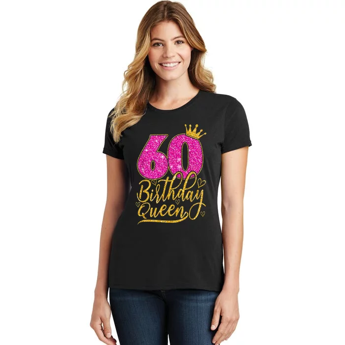 60 Year Old Gifts 60th Birthday Queen Diamond Crown Pink Women's T-Shirt