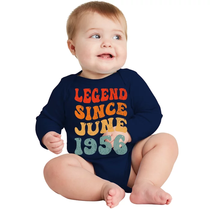 67 Years Old Legend Since June 1956 67th Birthday Baby Long Sleeve Bodysuit