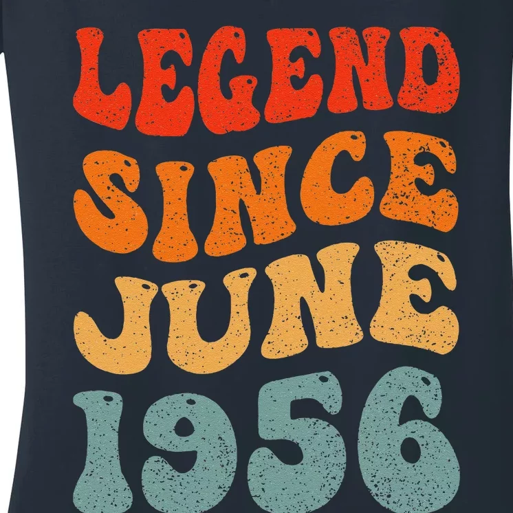 67 Years Old Legend Since June 1956 67th Birthday Women's V-Neck T-Shirt