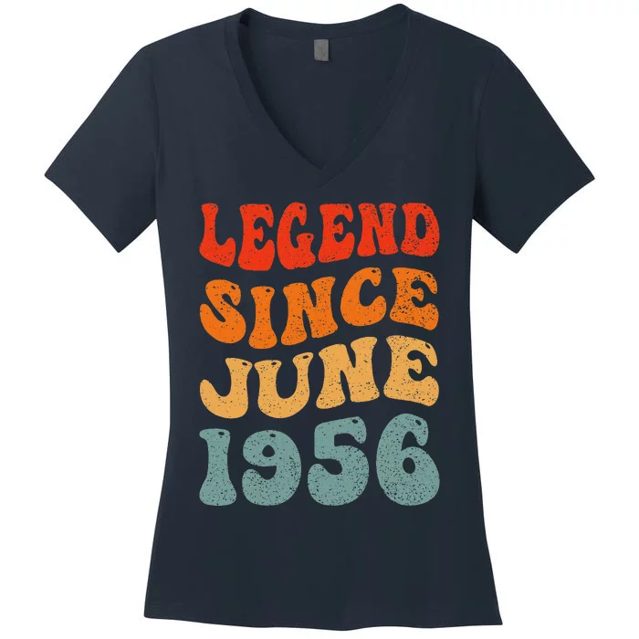 67 Years Old Legend Since June 1956 67th Birthday Women's V-Neck T-Shirt