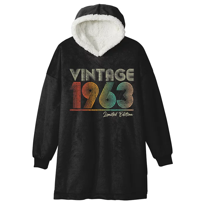 60 Years Old Vintage 1963 60th Birthday Gifts For Wo Hooded Wearable Blanket