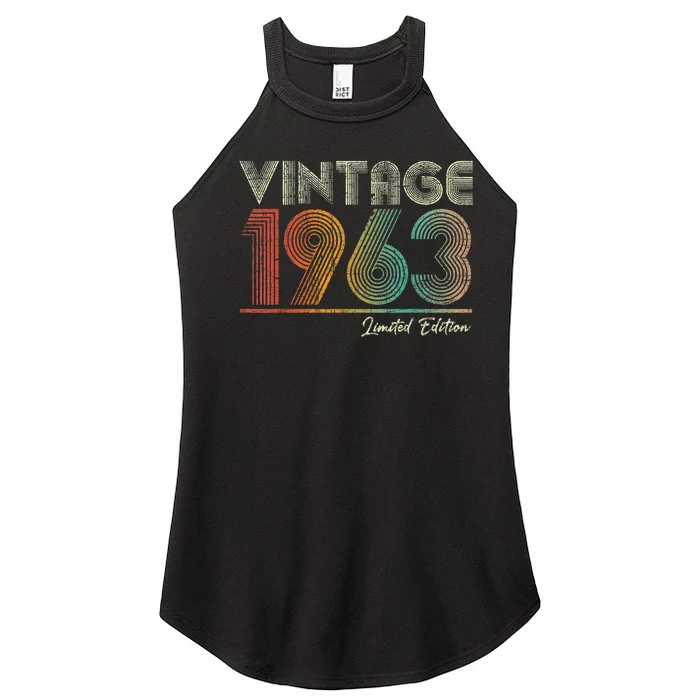 60 Years Old Vintage 1963 60th Birthday Gifts For Wo Women’s Perfect Tri Rocker Tank