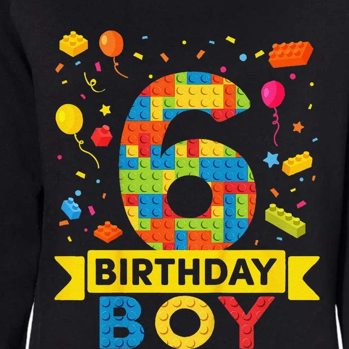 6 Year Old Building Blocks 6th Birthday Boy Womens California Wash Sweatshirt