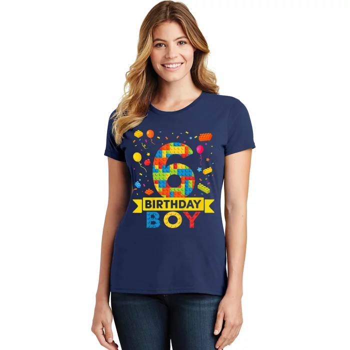 6 Year Old Building Blocks 6th Birthday Boy Women's T-Shirt