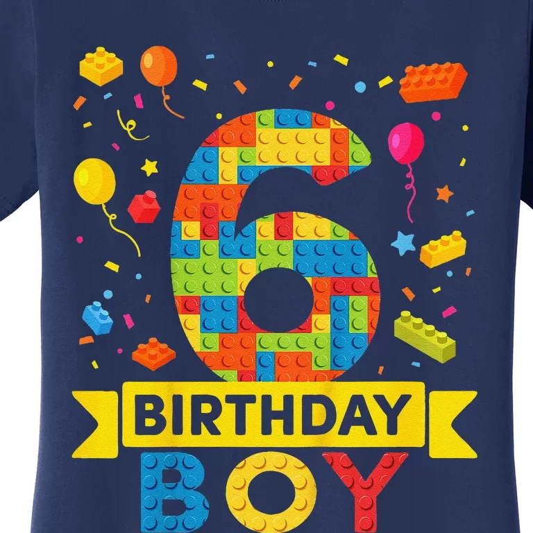 6 Year Old Building Blocks 6th Birthday Boy Women's T-Shirt