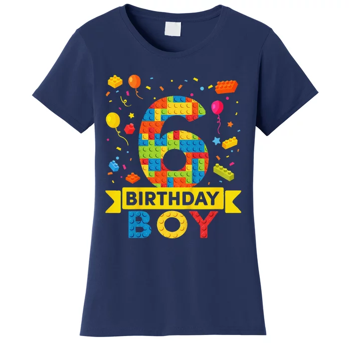 6 Year Old Building Blocks 6th Birthday Boy Women's T-Shirt