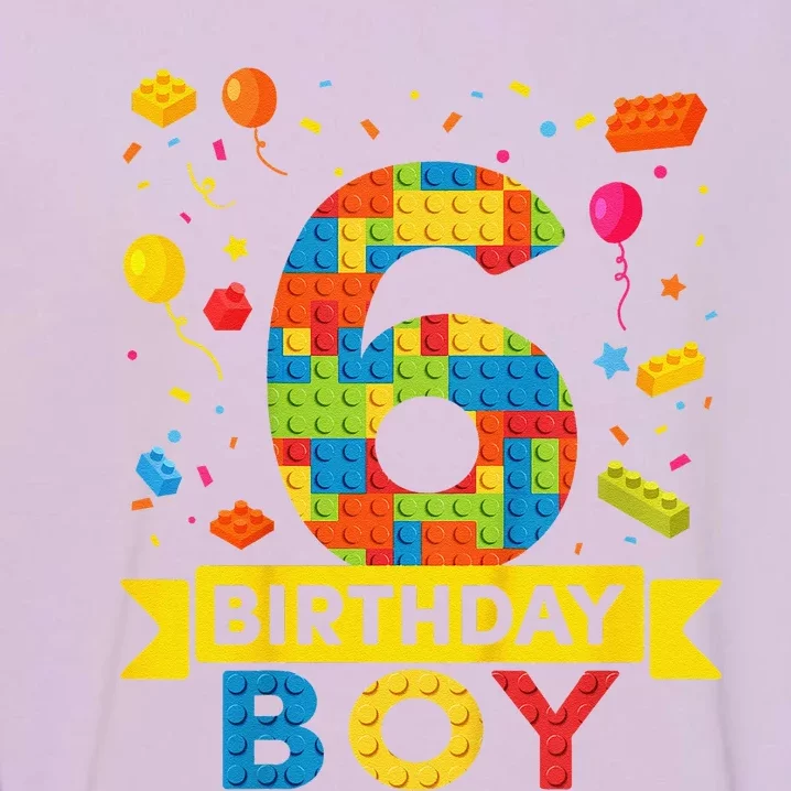 6 Year Old Building Blocks 6th Birthday Boy Garment-Dyed Sweatshirt