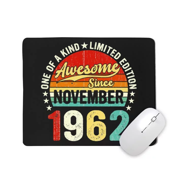 60 Year Old Women Vintage November 1962 60Th Birthday Mousepad