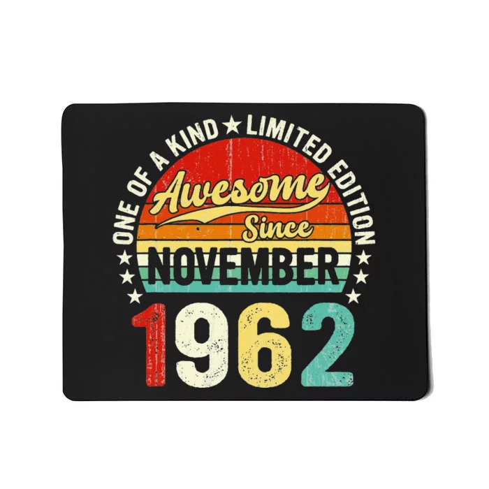 60 Year Old Women Vintage November 1962 60Th Birthday Mousepad