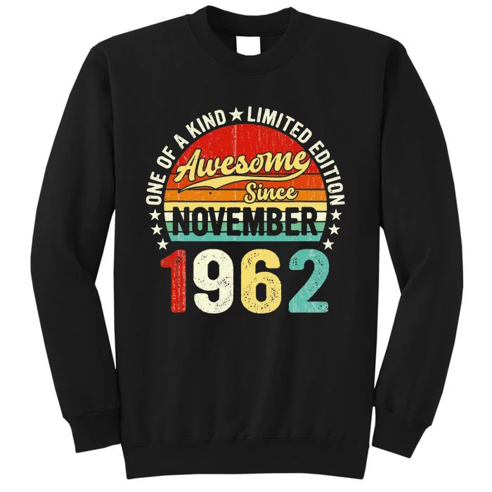 60 Year Old Women Vintage November 1962 60Th Birthday Tall Sweatshirt