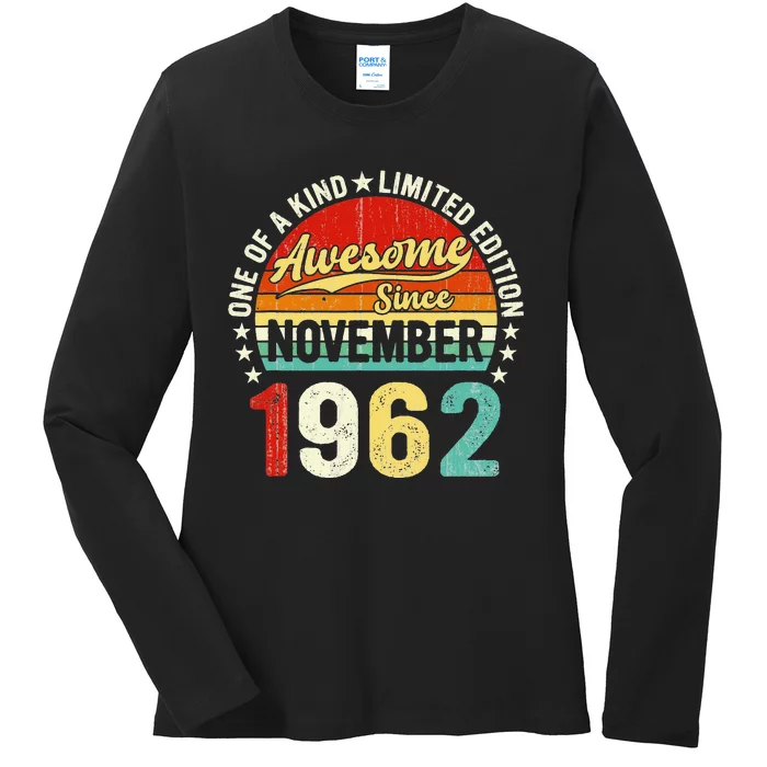 60 Year Old Women Vintage November 1962 60Th Birthday Ladies Long Sleeve Shirt