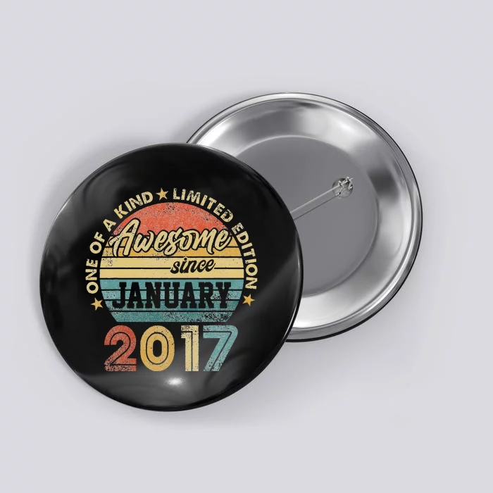 6 Year Old Awesome Since January 2017 6th Birthday Gift Button