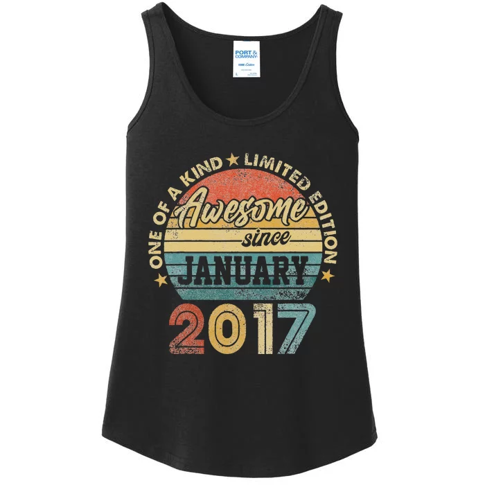 6 Year Old Awesome Since January 2017 6th Birthday Gift Ladies Essential Tank