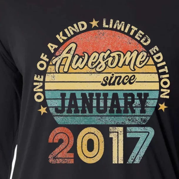 6 Year Old Awesome Since January 2017 6th Birthday Gift Cooling Performance Long Sleeve Crew