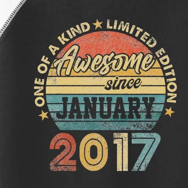 6 Year Old Awesome Since January 2017 6th Birthday Gift Toddler Fine Jersey T-Shirt