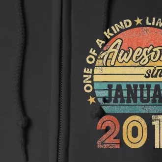 6 Year Old Awesome Since January 2017 6th Birthday Gift Full Zip Hoodie