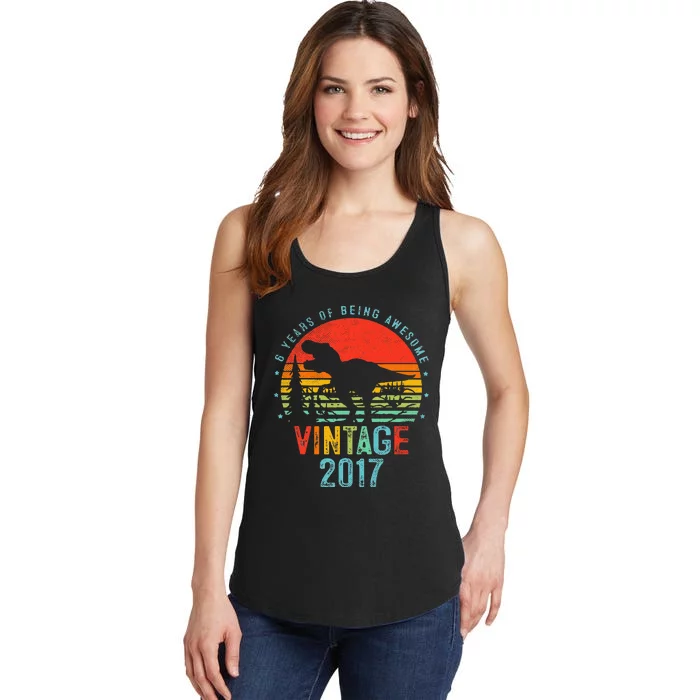 6 Year Old Gift Dinosaur 6th Birthday Awesome Since 2017 Ladies Essential Tank