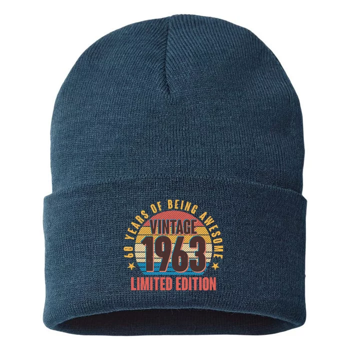 60 Years Of Being Awesome 1963 Limited Edition Vintage Retro Sustainable Knit Beanie