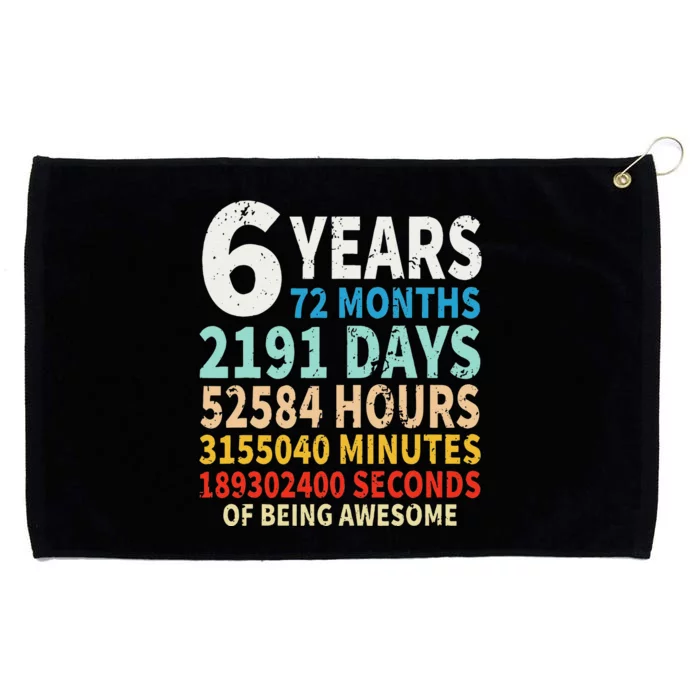 6 Years Old 6th Birthday Gifts Vintage 72 Months Grommeted Golf Towel