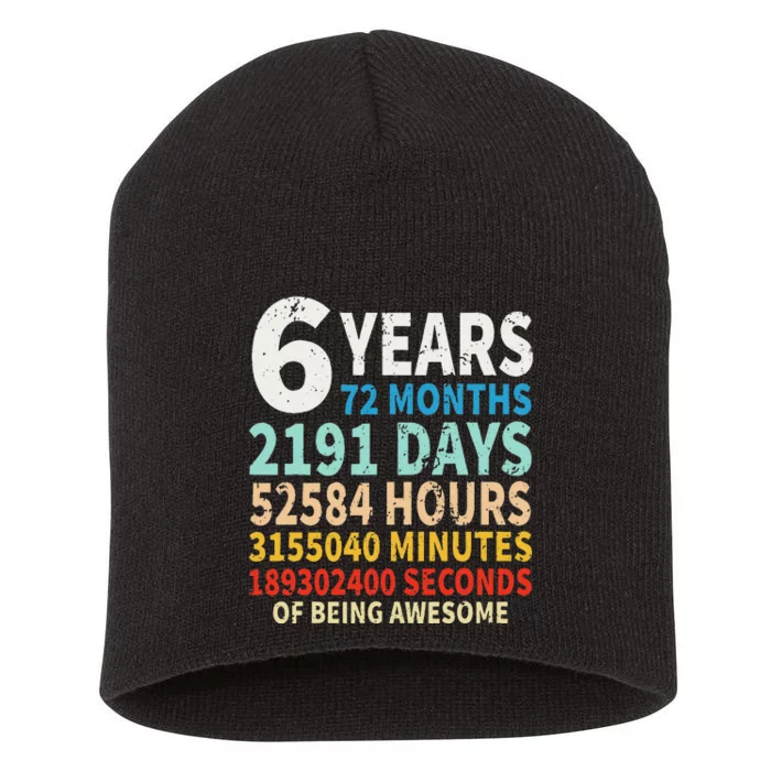 6 Years Old 6th Birthday Gifts Vintage 72 Months Short Acrylic Beanie