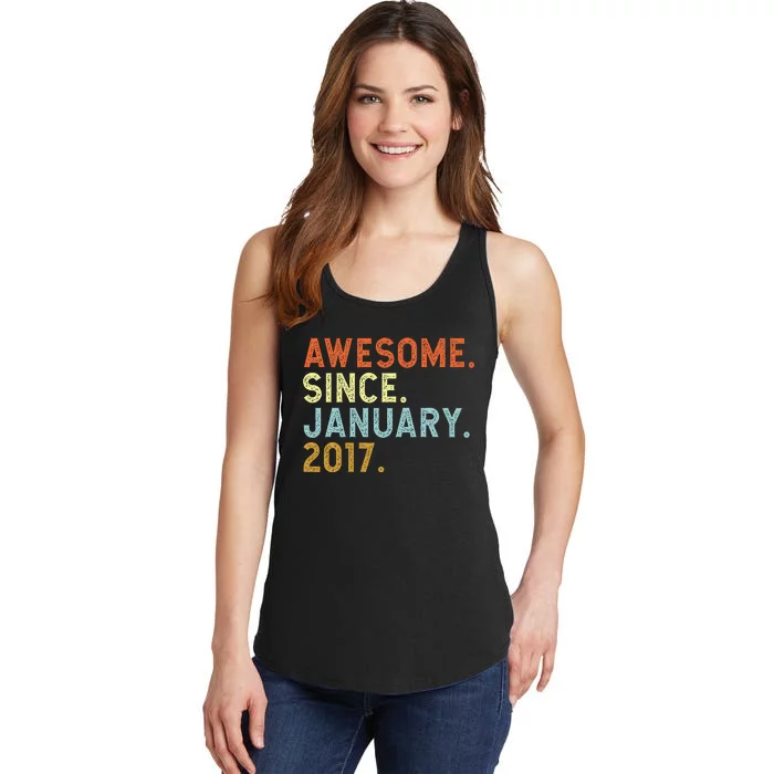 6 Years Old Awesome Since January 2017 6th 6 Birthday Ladies Essential Tank