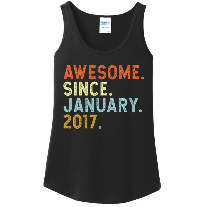 6 Years Old Awesome Since January 2017 6th 6 Birthday Ladies Essential Tank