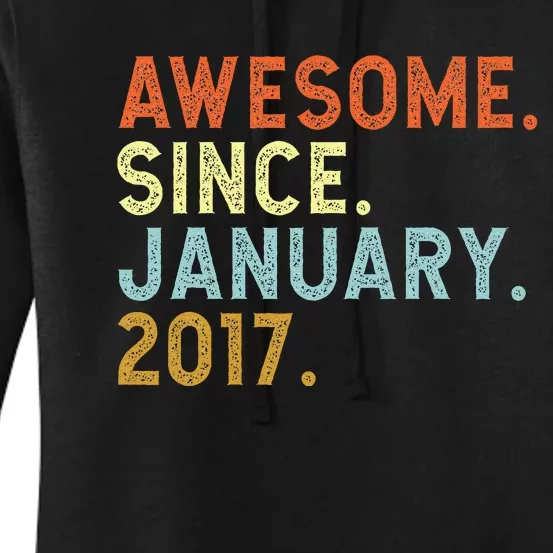 6 Years Old Awesome Since January 2017 6th 6 Birthday Women's Pullover Hoodie