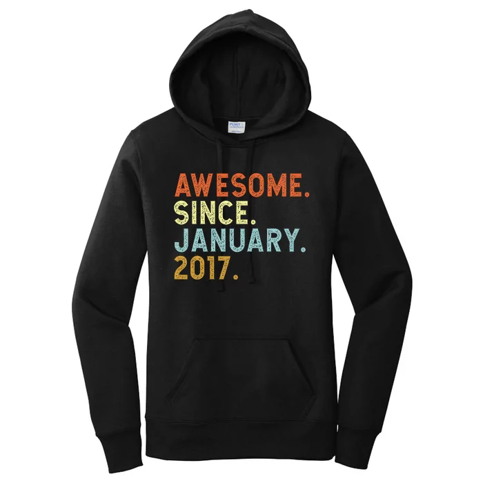 6 Years Old Awesome Since January 2017 6th 6 Birthday Women's Pullover Hoodie