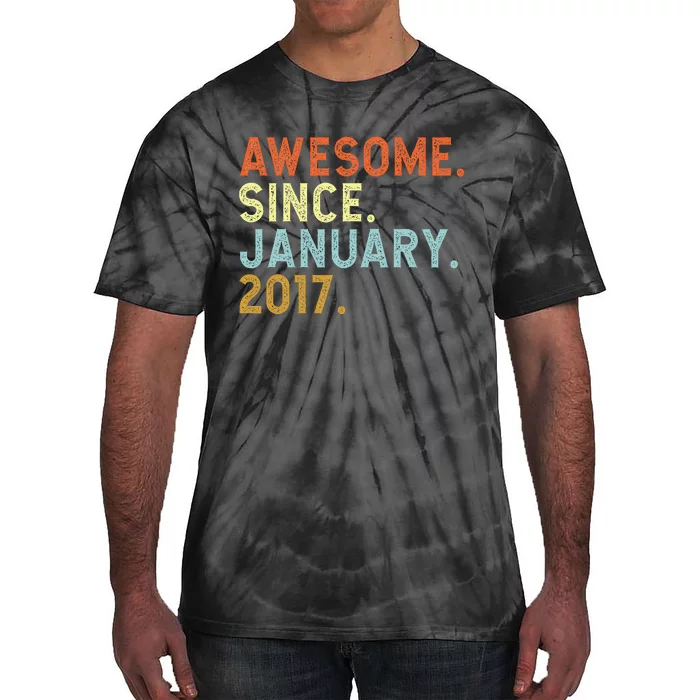 6 Years Old Awesome Since January 2017 6th 6 Birthday Tie-Dye T-Shirt