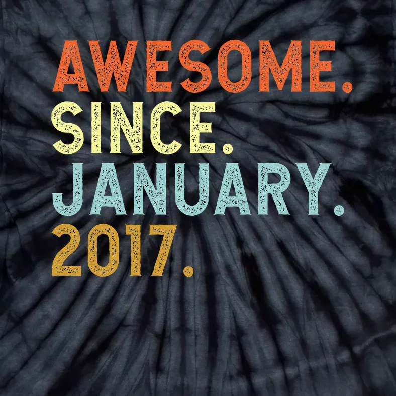 6 Years Old Awesome Since January 2017 6th 6 Birthday Tie-Dye T-Shirt